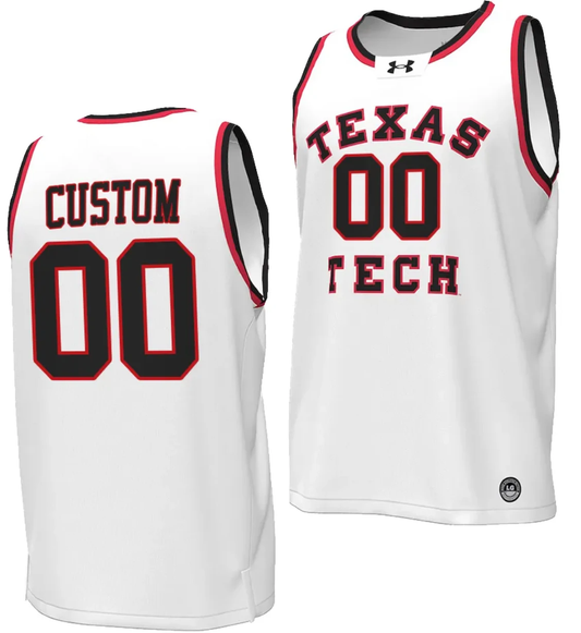Custom Texas Tech Red Raiders Jersey Name and Number Throwback Basketball Replica White by My store basketball