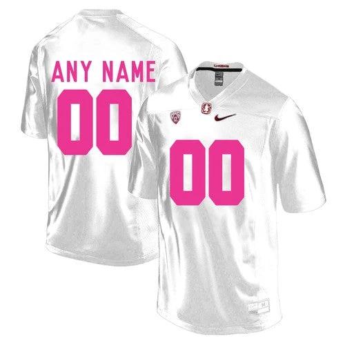 Custom Stanford Cardinal Jersey Name and Number NCAA College Football White Pink by My Store