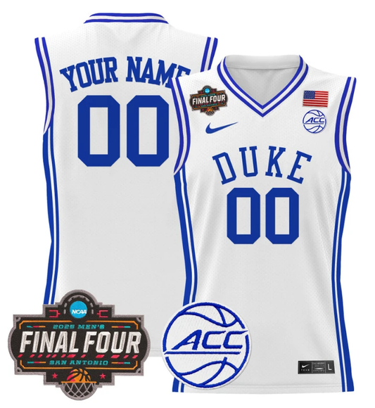 Custom Duke Blue Devils Jersey 2025 Final Four Patch Basketball Stitched White by My store basketball