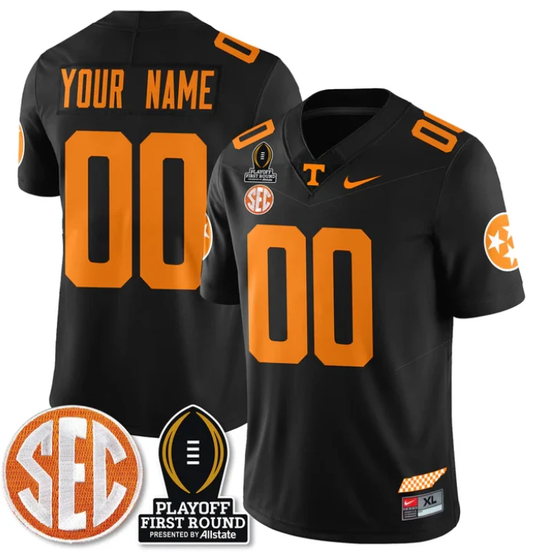 Custom Tennessee Vols Jersey Playoff First Round Patch Football Black by NCAA Football Jersey