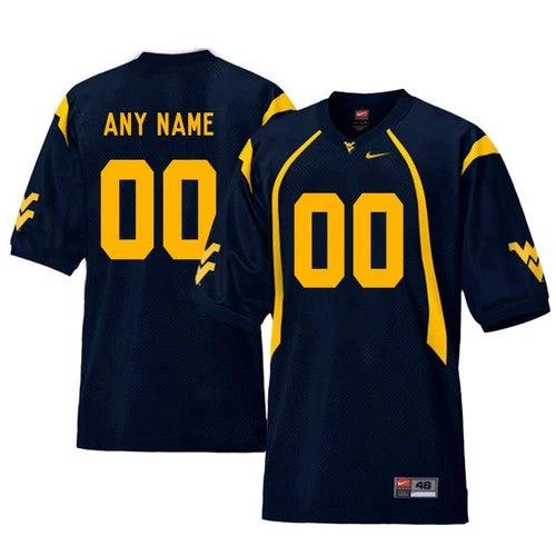 Custom West Virginia Mountaineers Jersey Name and Number NCAA College Football Navy Blue by My Store