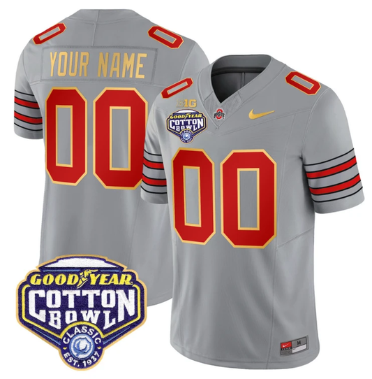 Custom Ohio State Jersey 'Heritage Stripe' Cotton Bowl Patch Gray by My Store