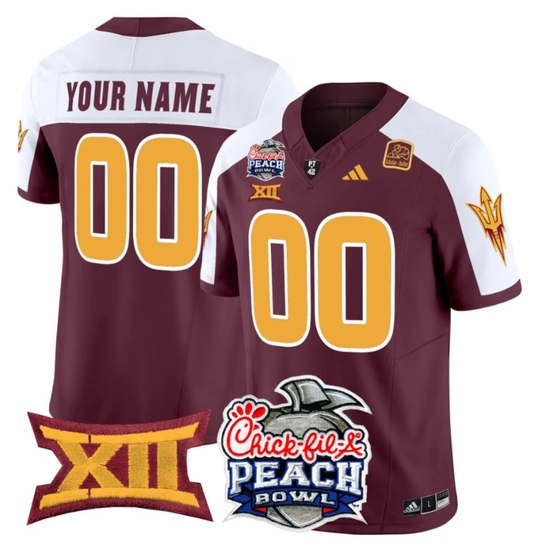 Custom Arizona State Sun Devils Jersey 2025 Peach Bowl Patch Maroon Alternate by My Store