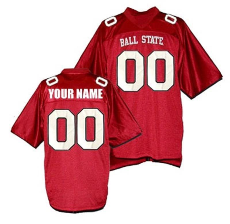 Custom Ball State Jersey Name and Number NCAA College Football Red by My Store