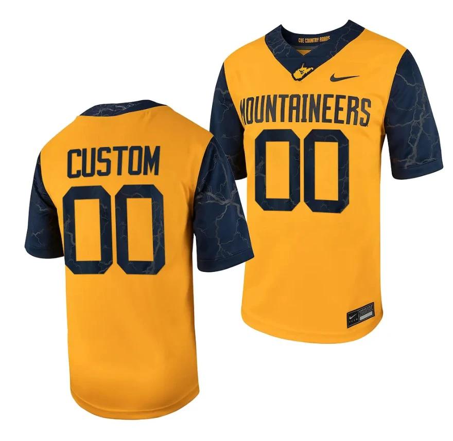 Custom West Virginia Jersey Name and Number Football Game Country Roads Gold by My Store