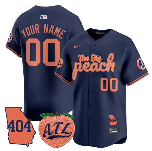 Custom Atlanta Braves Jersey 404 & The Big Peach Vapor Premier Limited Stitched White by My Store