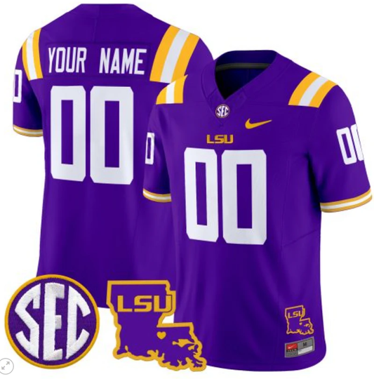 Custom LSU Tigers Jersey Name and Number 2024 Louisiana Patch Vapor Limited College Football Stitched Purple by My Store