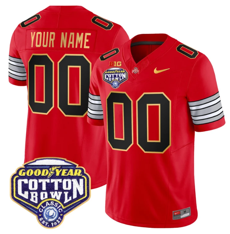Custom Ohio State Jersey 'Heritage Stripe' Cotton Bowl Patch Red by My Store