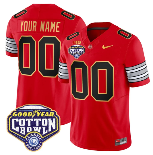Custom Ohio State Jersey 'Heritage Stripe' Cotton Bowl Patch Red by My Store