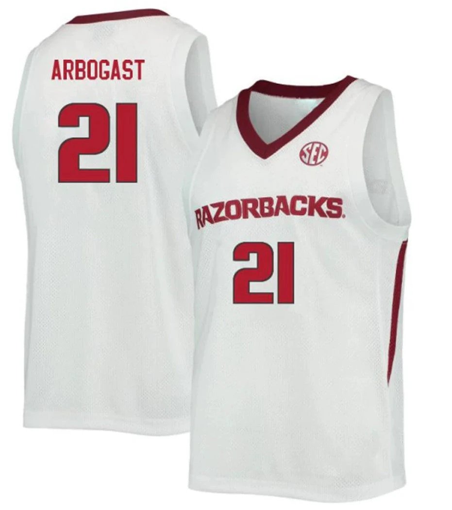 Cade Arbogast Jersey Arkansas Razorbacks College Basketball #21 by My store basketball