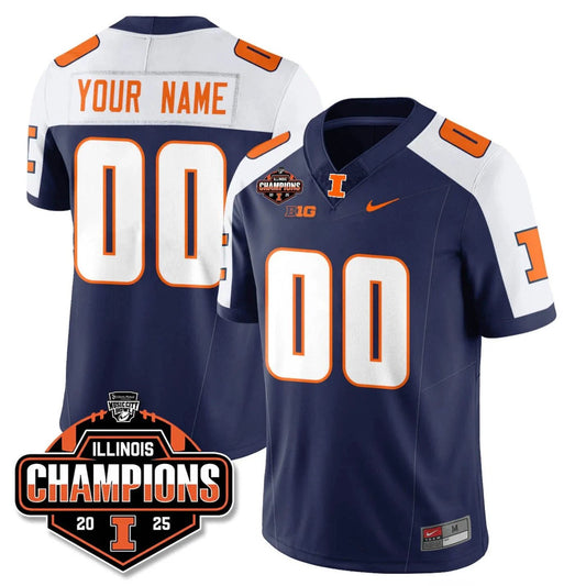 Custom Illinois Fighting Illini Jersey 2025 Music City Bowl Champions Stitched by My Store NCAA Football Jerseys