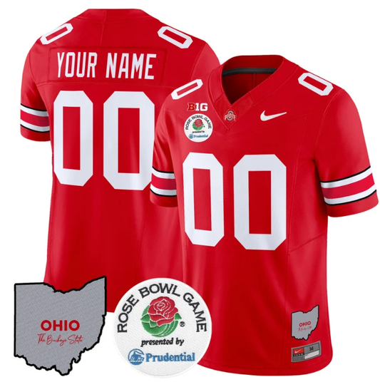 Custom Ohio State Buckeyes Jersey Rose Bowl Vapor Limited V2 Stitched Red by NCAA Football Jersey