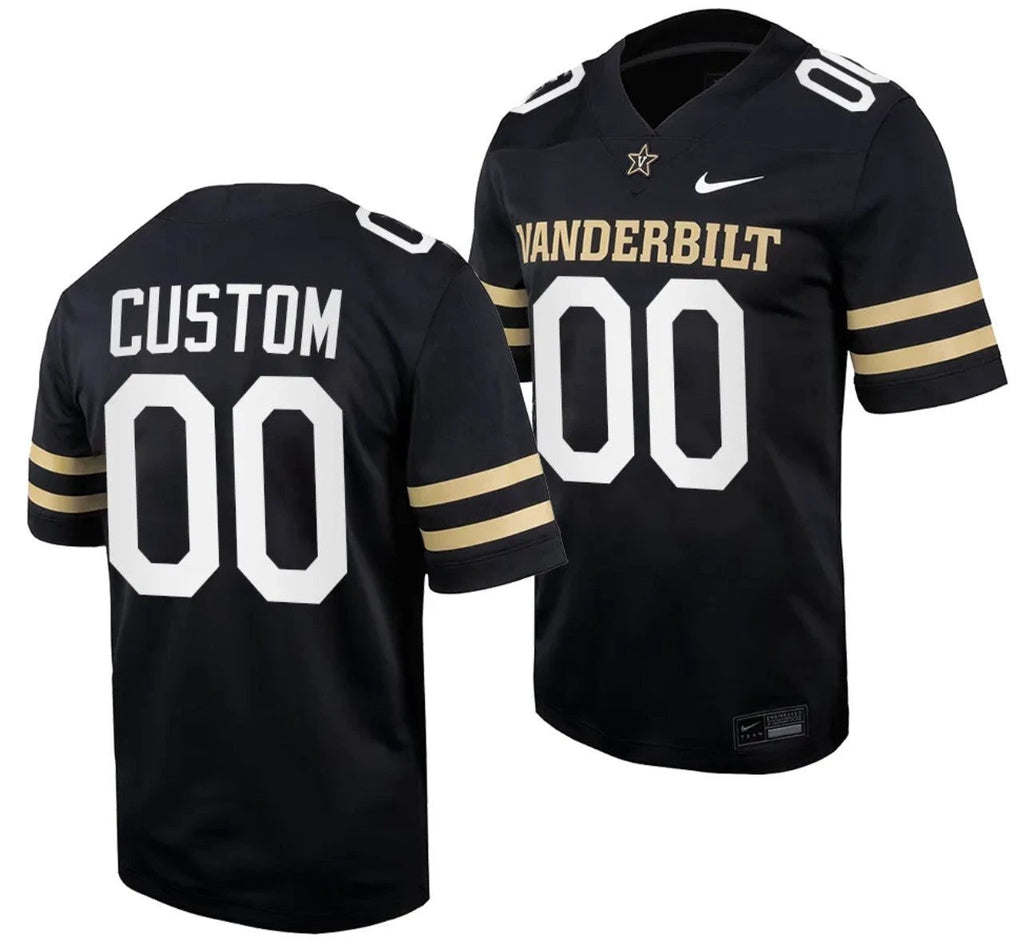 Custom Vanderbilt Commodores Jersey Name and Number Home College Football Black by My Store