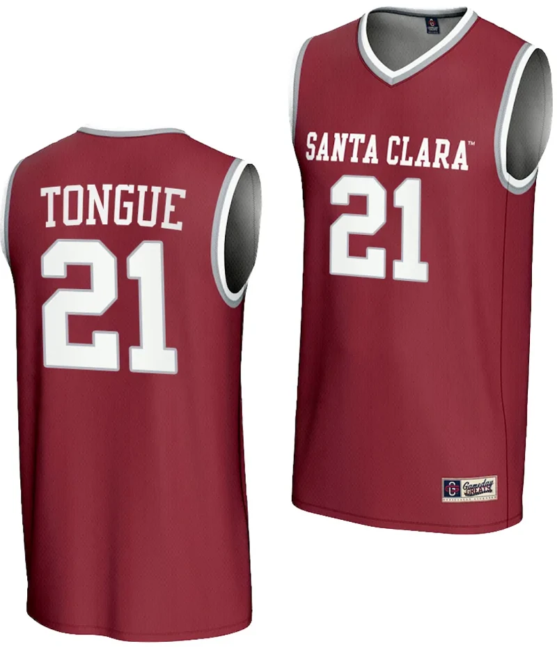Camaron Tongue Jersey #21 Santa Clara Broncos Basketball NIL Lightweight Maroon by My store basketball