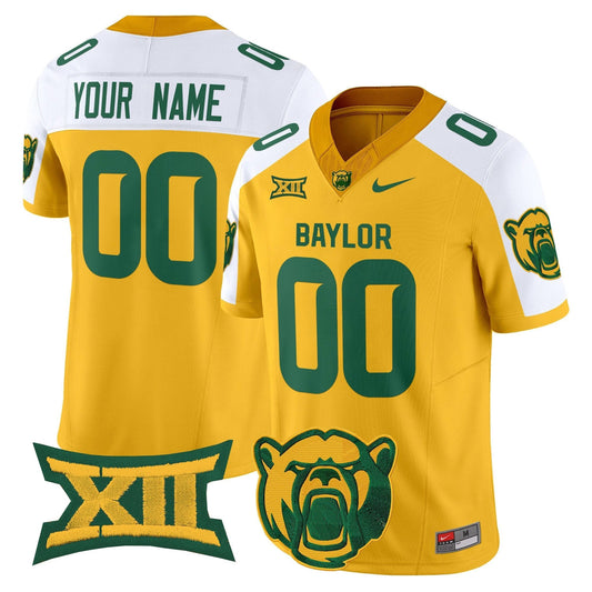 Custom Baylor Bears Jersey Name, Number 2025 V2 Stitched Gold Alternate by NCAA Football Jersey