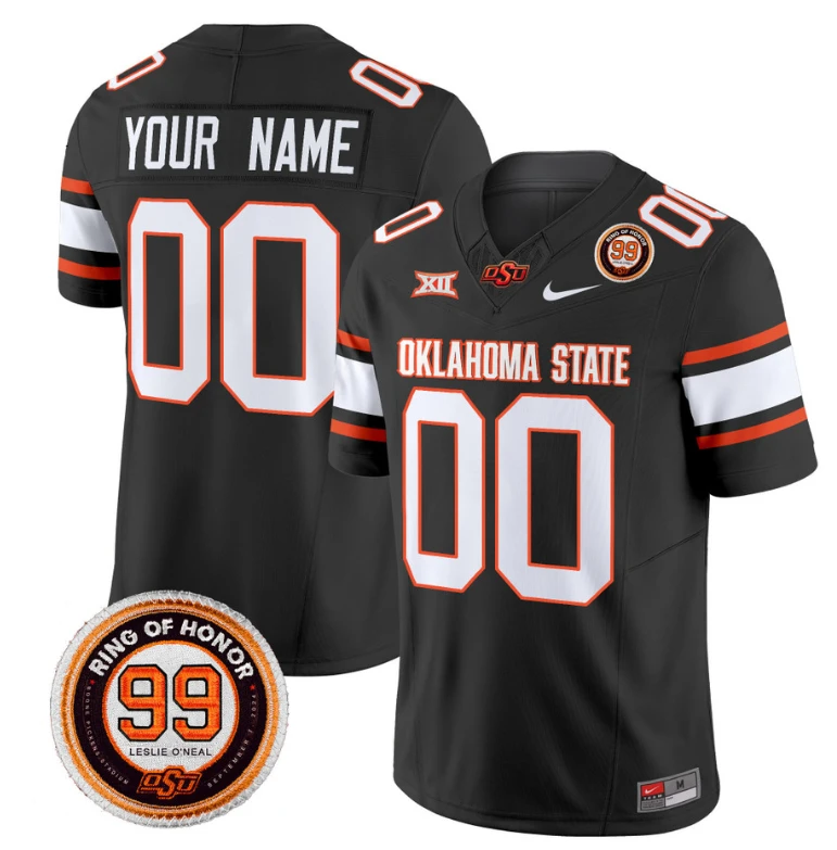 Custom Oklahoma State Cowboys Jersey Name and Number Leslie O'neal Patch Vapor Limited College Football Stitched Black by My Store