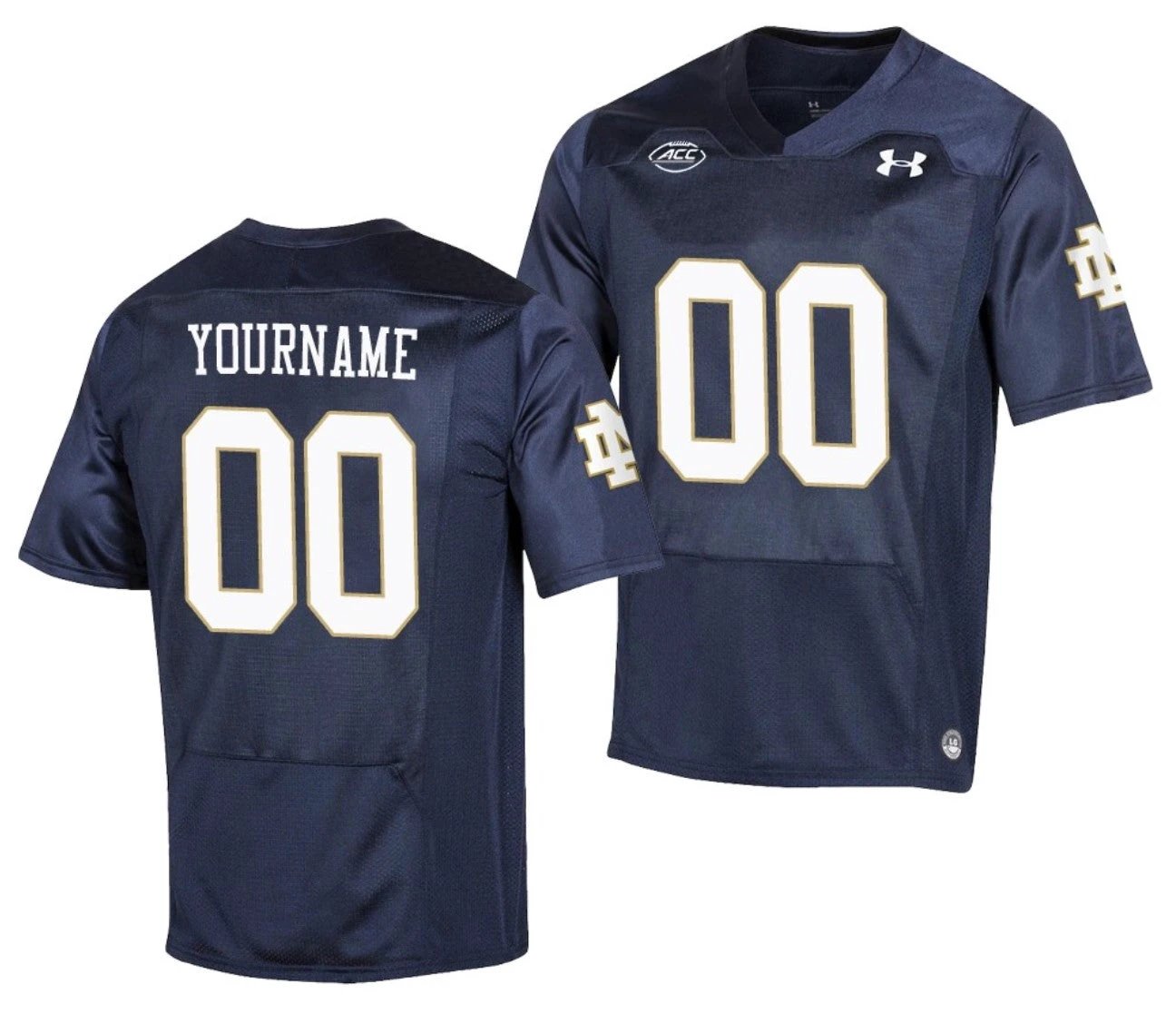 Custom Notre Dame Fighting Irish Jersey Name and Number NCAA College Football ACC Patch Navy by My Store