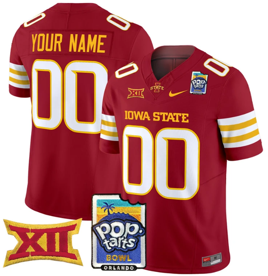 Custom Iowa State Cyclones Jersey 2025 PopTarts Bowl Patch Cardinal by My Store