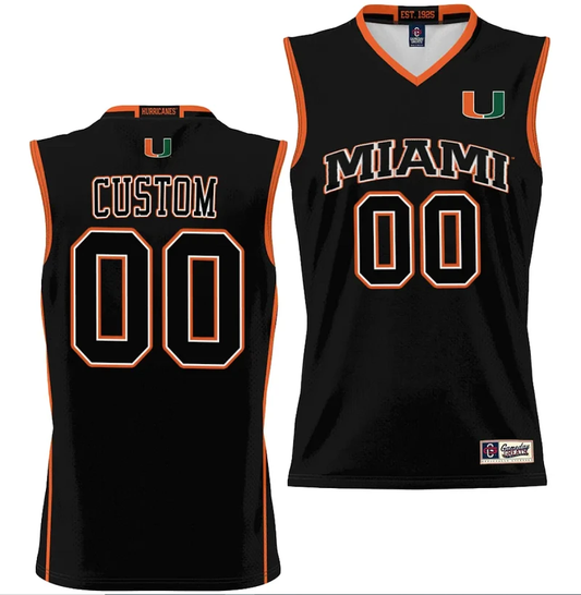 Custom Miami Hurricanes Jersey Name and Number NIL College Basketball Lightweight Black by My store basketball