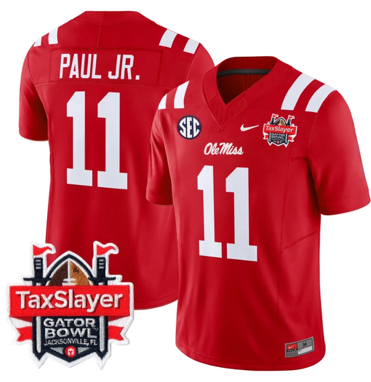 Chris Paul Jr Jersey #11 Ole Miss Rebels 2024 Gator Bowl V2 Red by My Store