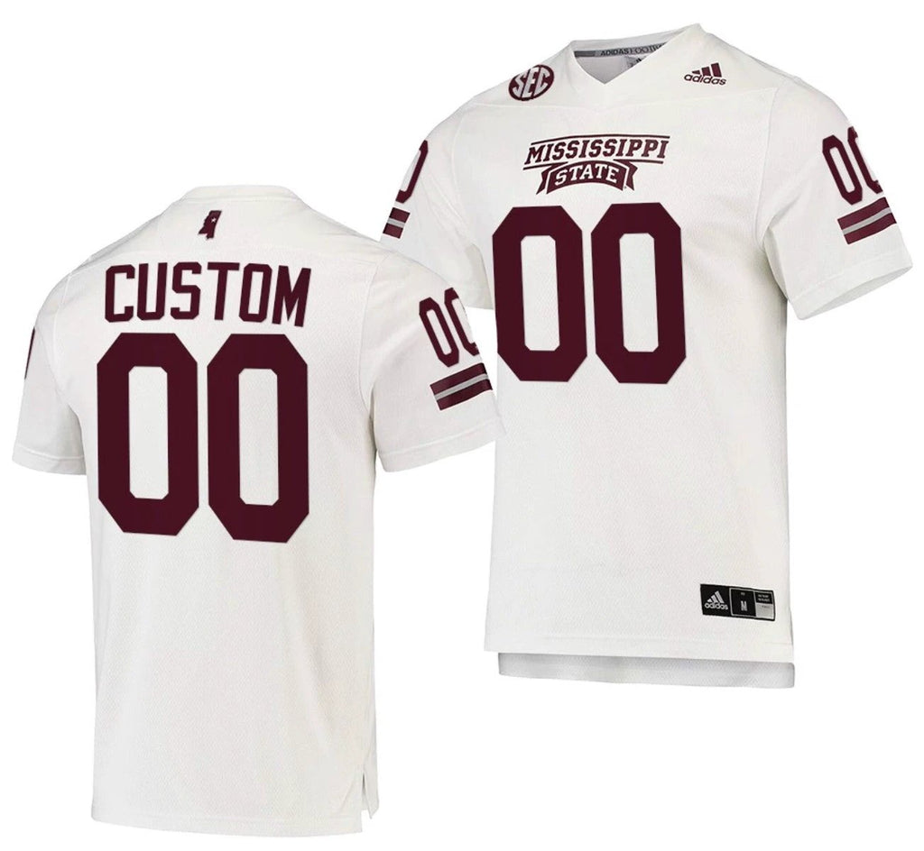 Custom Mississippi State Bulldogs Jersey Name and Number NCAA College Football White by My Store