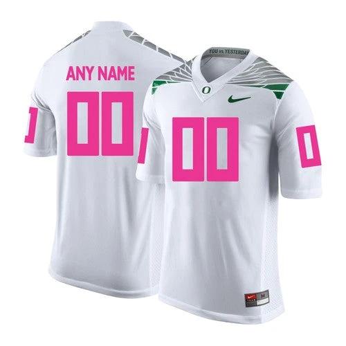 Custom Oregon Ducks Jersey Name and Number NCAA College Football White Pink by My Store