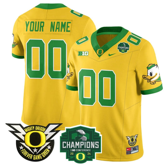 Custom Oregon Ducks Jersey Name, Number 2024 Big Ten Champions Stitched Yellow by My Store