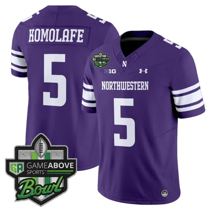 Caleb Komolafe Jersey #5 Northwestern Wildcats 2025 GameAbove Sports Bowl by My Store NCAA Football Jerseys