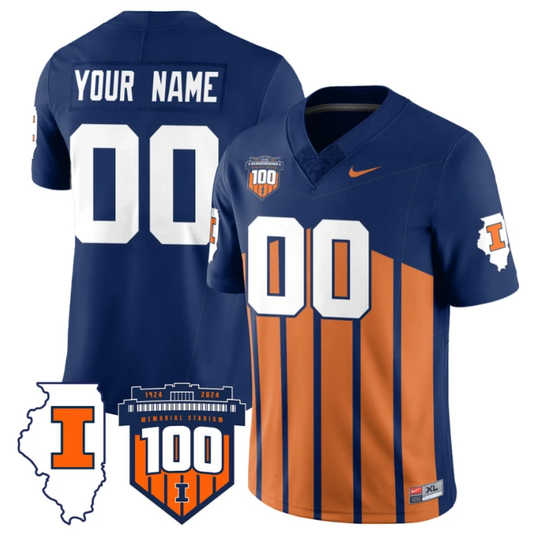 Custom Illinois Fighting Jersey Name and Number Vapor Limited College Football Stitched Throwback by My Store