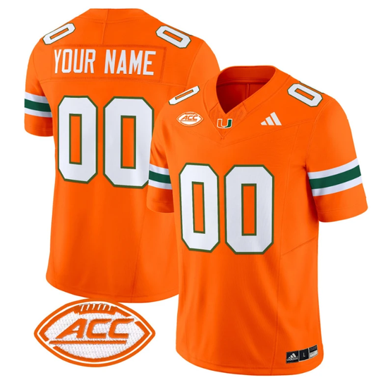 Custom Miami Hurricanes Jersey Name and Number Vapor Football Stitched Orange by My Store