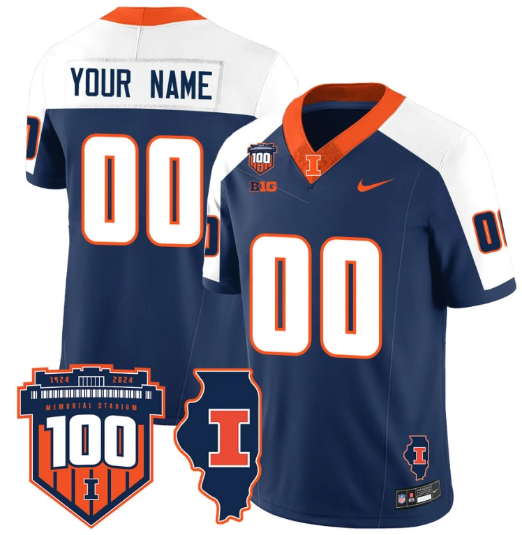Custom Illinois Fighting Jersey Name and Number Vapor Limited College Football Stitched Navy Alternate by My Store