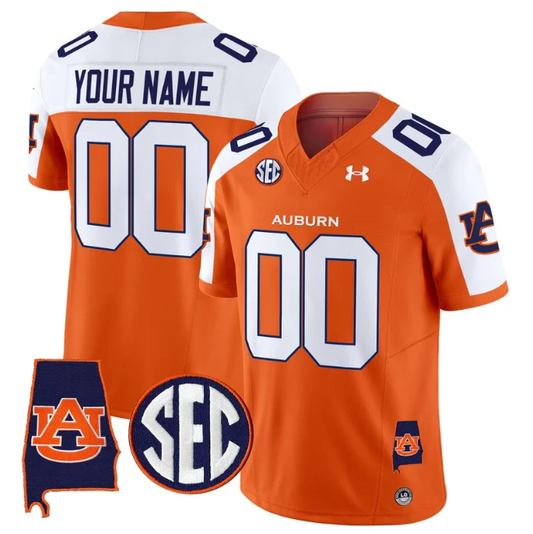 Custom Auburn Tigers Jersey Name, Number 2025 Alabama Patch Stitched Orange Alter by My Store NCAA Football Jerseys