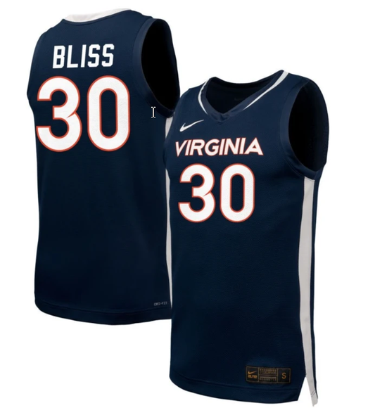 Christian Bliss Jersey #30 Virginia Cavaliers NIL Basketball Navy by My store basketball