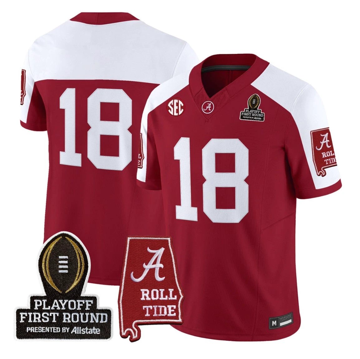 Crimson Jersey #18 Alabama Crimson 2025 Playoff First Round Stitched by My Store NCAA Football Jerseys