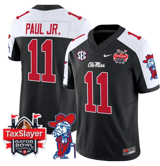 Chris Paul Jr Jersey #11 Ole Miss Rebels 2024 Gator Bowl V2 Black Alternate by My Store