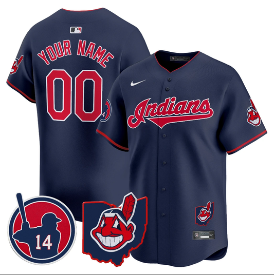 Custom Cleveland Indians Jersey Larry Doby Patch Vapor Premier Limited Stitched Navy by My Store
