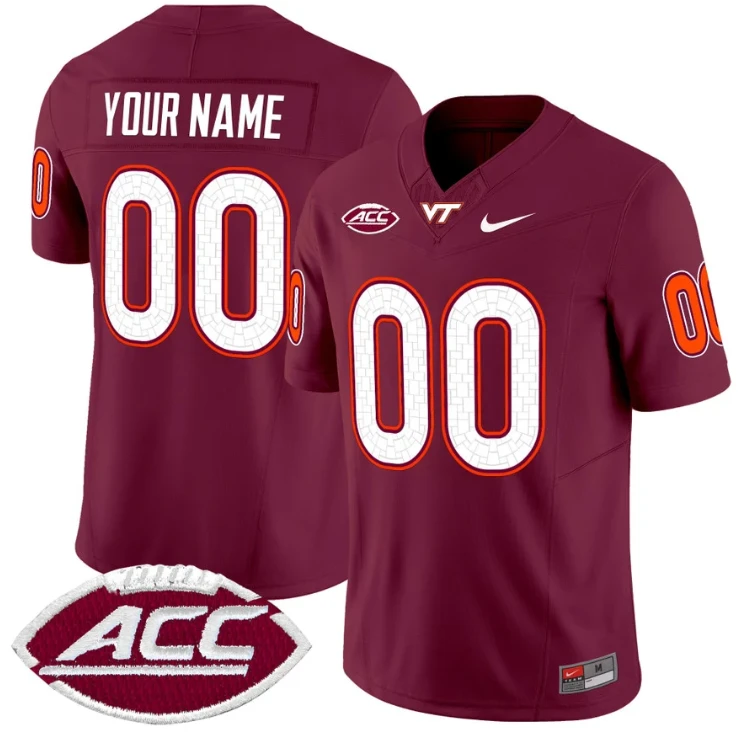 Custom Virginia Tech Hokies Jersey Name and Number Vapor Limited College Football Maroon by My Store