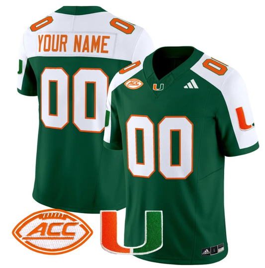 Custom Miami Hurricanes Jersey Name and Number Vapor Football Stitched Green Alternate by My Store