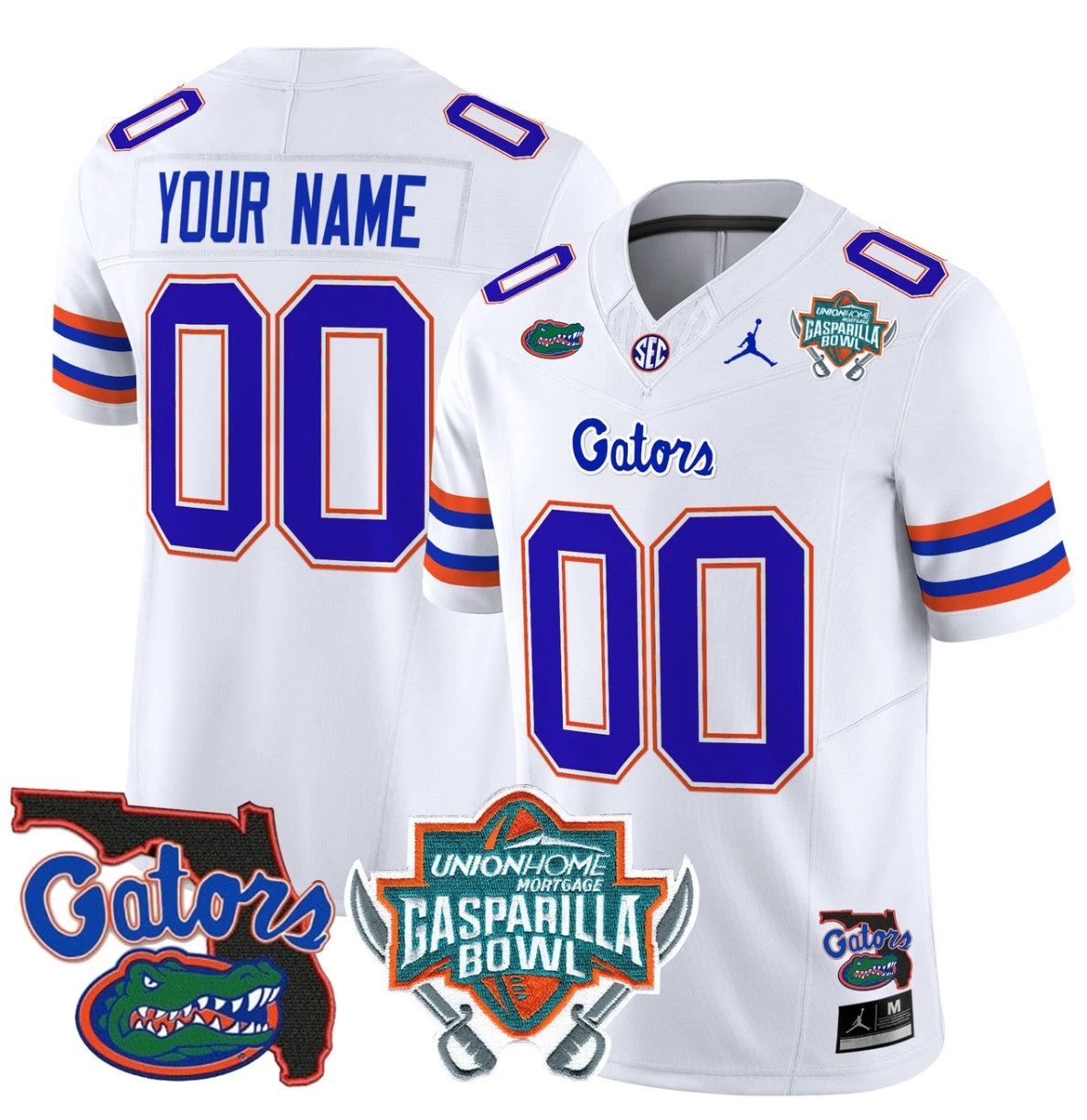 Custom Florida Gators Jersey 2025 Gasparilla Bowl Patch Football White by My Store
