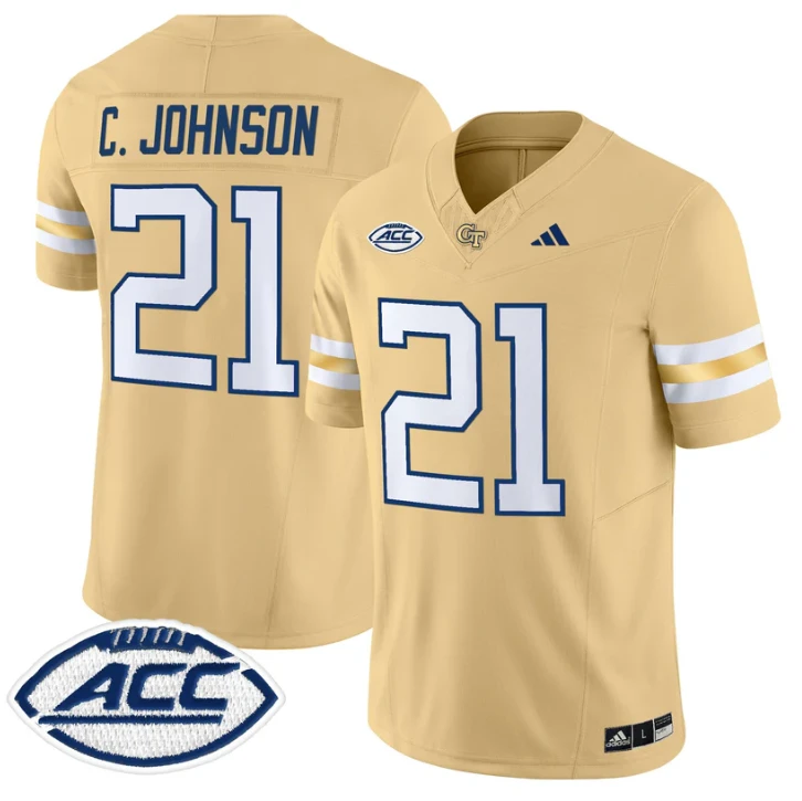Calvin Johnson Jersey #21 Georgia Tech Yellow Jackets 2025 Stitched by My Store NCAA Football Jerseys