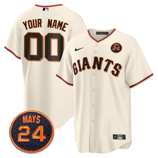 Custom San Francisco Giants Jersey #24 Willie Mays Patch 2024 Vapor Premier Limited Cream Home by My Store