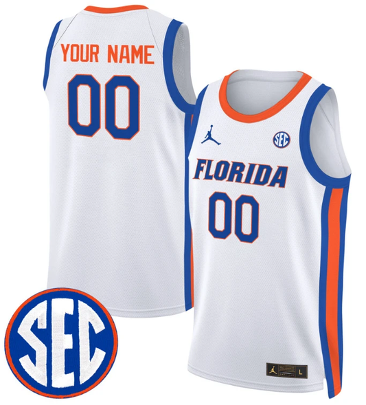 Custom Florida Gators Jersey Name, Number 2024 Swingman Basketball White by My store basketball