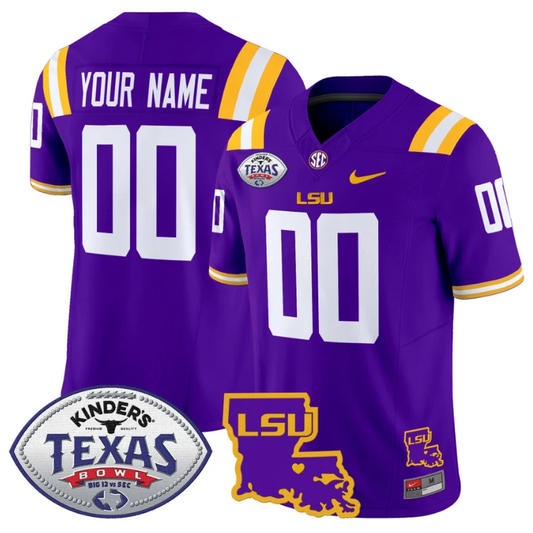 Custom LSU Tigers Jersey 2024 Texas Bowl Patch Football Stitched Purple by NCAA Football Jersey