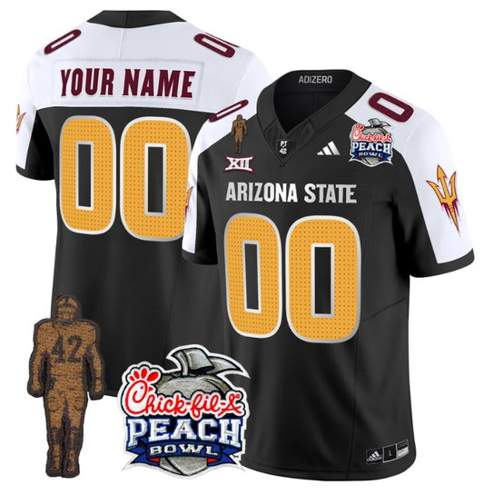 Custom Sun Devils Pat Tillman Jersey Arizona State Peach Bowl V2 Black Alternate by My Store