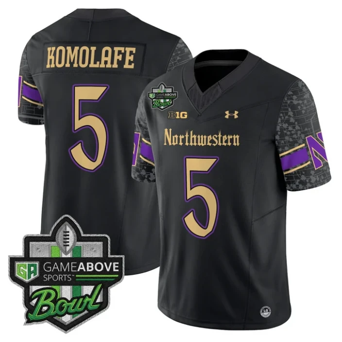 Caleb Komolafe Jersey #5 Northwestern Wildcats 2025 GameAbove Sports Bowl by My Store NCAA Football Jerseys