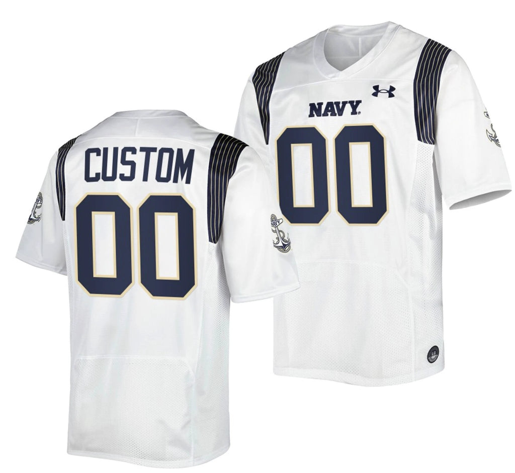 Custom Navy Midshipmen Jersey Name and Number NCAA College Football Navy White by My Store