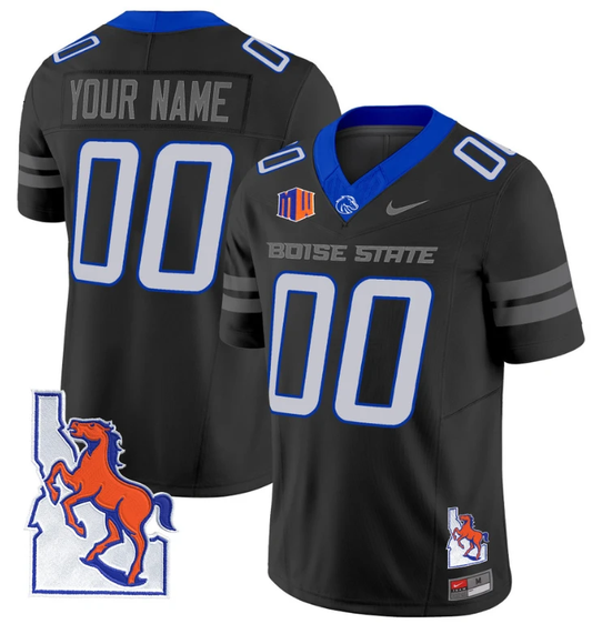 Custom Boise State Broncos Jersey Name, Number Map Patch Vapor Football Black by My Store