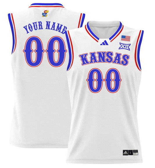 Custom Kansas Jayhawks Jersey 2024 Lightweight Basketball Stitched White by My store basketball
