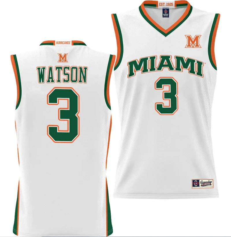 Christian Watson Jersey #3 Miami Hurricanes NIL College Basketball Lightweight White by My store basketball