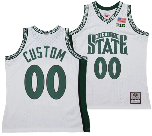Custom Michigan State Spartans Jersey Name and Number 125th Basketball Anniversary 1999 Throwback White by My store basketball